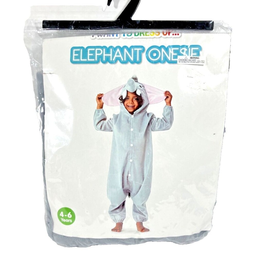 Hooded Elephant Jumpsuit Costume Elephant Unisex size 4-6 years Halloween